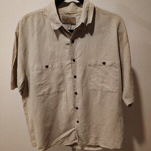 Utopia Men's Vintage Button Front Shirt Size Medium Linen Cotton Button Down